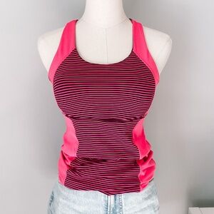Lululemon Pink Striped Workout Tank Top